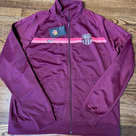 NWT Nike FCB Barcelona Soccer Full Zip Track Jacket Mens XXL Maroon 2018 Graphic - Picture 1 of 10